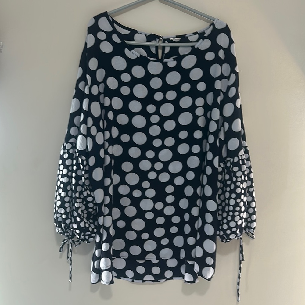 Polka Dot Blouse with Balloon Sleeves